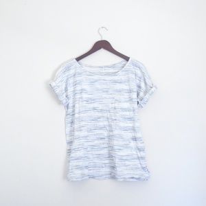 Gray Striped Women's roll tab sleeve boxy tee